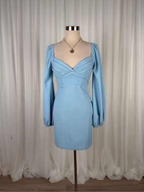 Alice Elle Sweetheart Puff Sleeve Mini Dress Women Blue 6